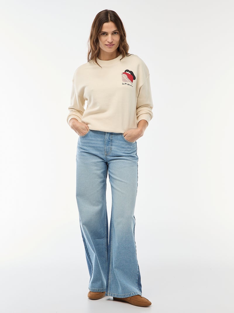 Felpa garzata stampata 'Agathe Sorlet x Kiabi' Bianco - Kiabi