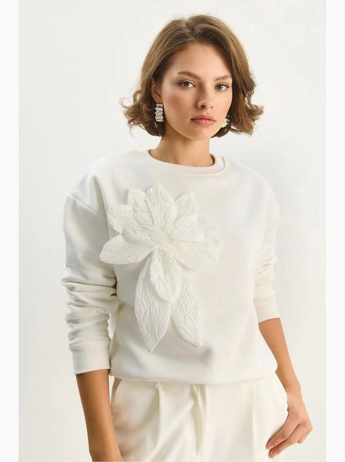 Felpa girocollo a maniche lunghe con dettagli accessorio lucci - Kiabi Felpa girocollo a maniche lunghe con dettagli accessorio lucci - Kiabi