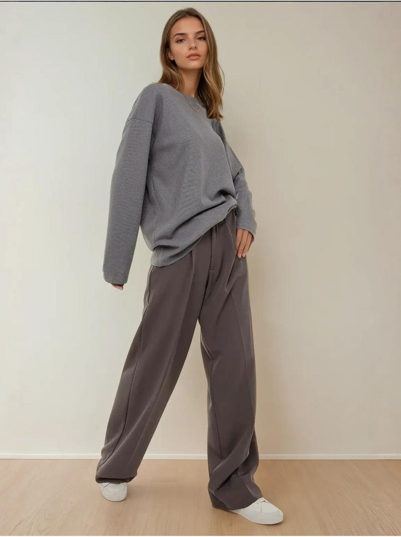Felpa girocollo a nido d'ape Grigio - Kiabi