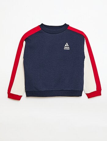 Felpa girocollo color block