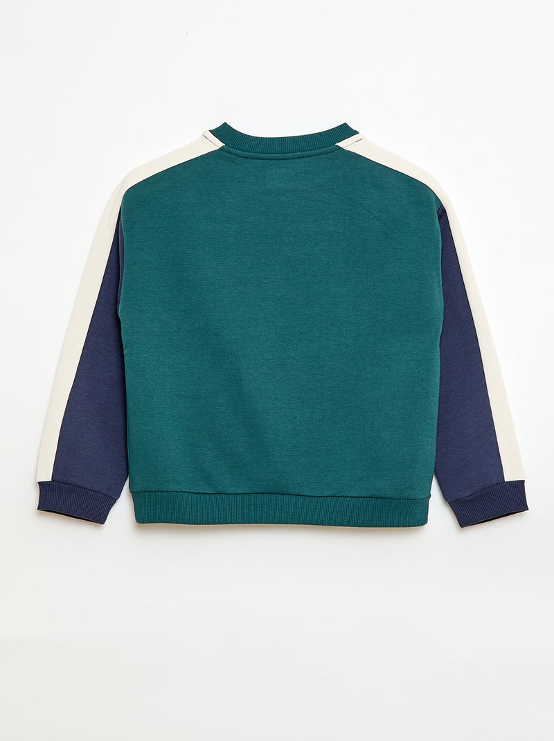 Felpa girocollo color block Verde - Kiabi