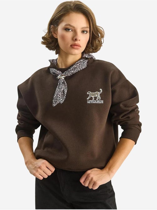 Felpa girocollo con accessorio stampato lucci - Kiabi