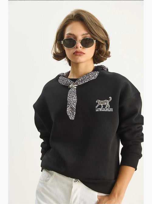 Felpa girocollo con accessorio stampato lucci - Kiabi Felpa girocollo con accessorio stampato lucci - Kiabi