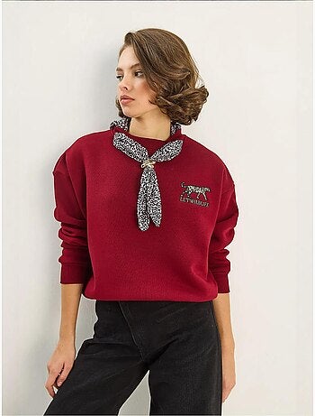 Felpa girocollo con accessorio stampato lucci