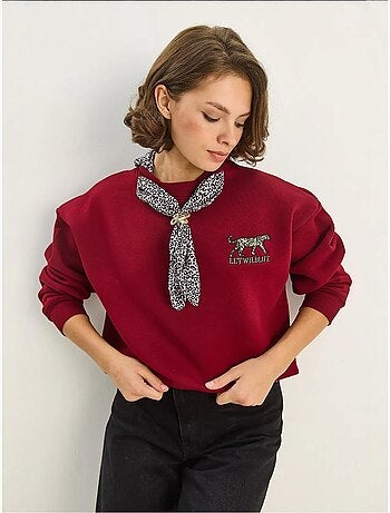 Felpa girocollo con accessorio stampato lucci
