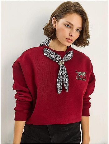 Felpa girocollo con accessorio stampato lucci