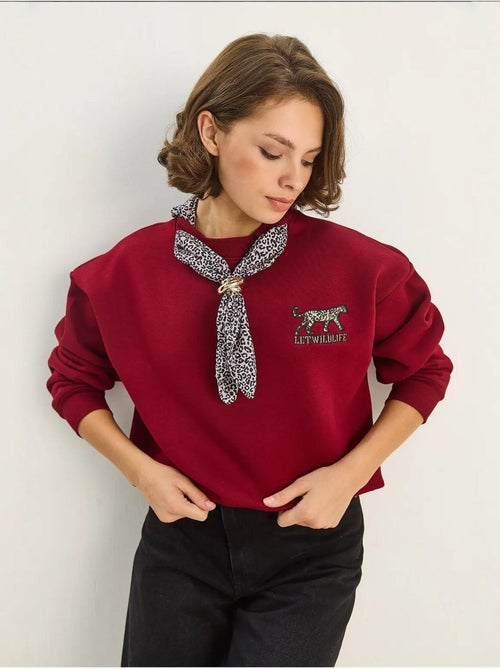 Felpa girocollo con accessorio stampato lucci - Kiabi Felpa girocollo con accessorio stampato lucci - Kiabi