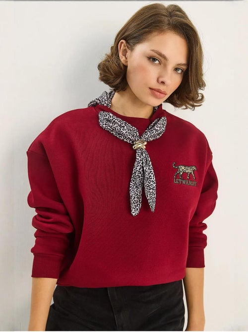 Felpa girocollo con accessorio stampato lucci - Kiabi Felpa girocollo con accessorio stampato lucci - Kiabi