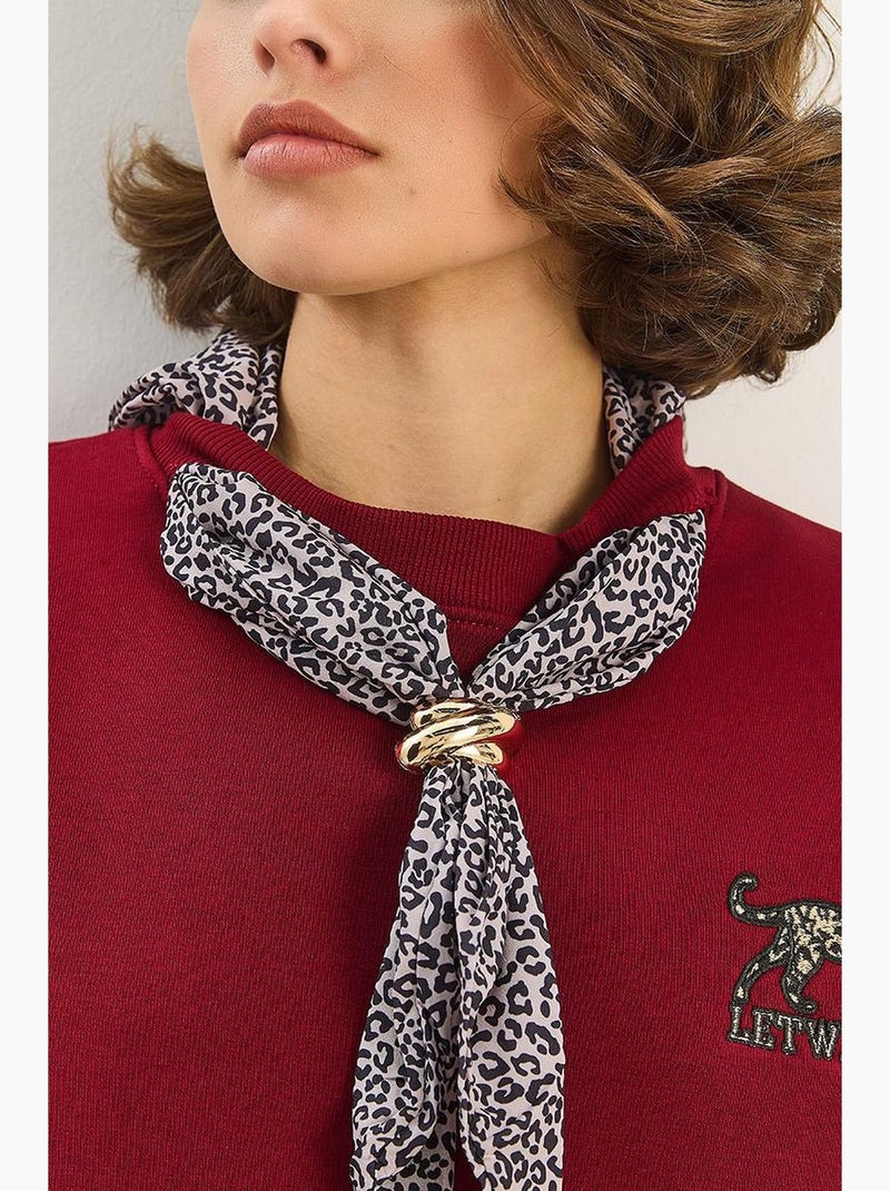 Felpa girocollo con accessorio stampato lucci Rosso bordeaux - Kiabi