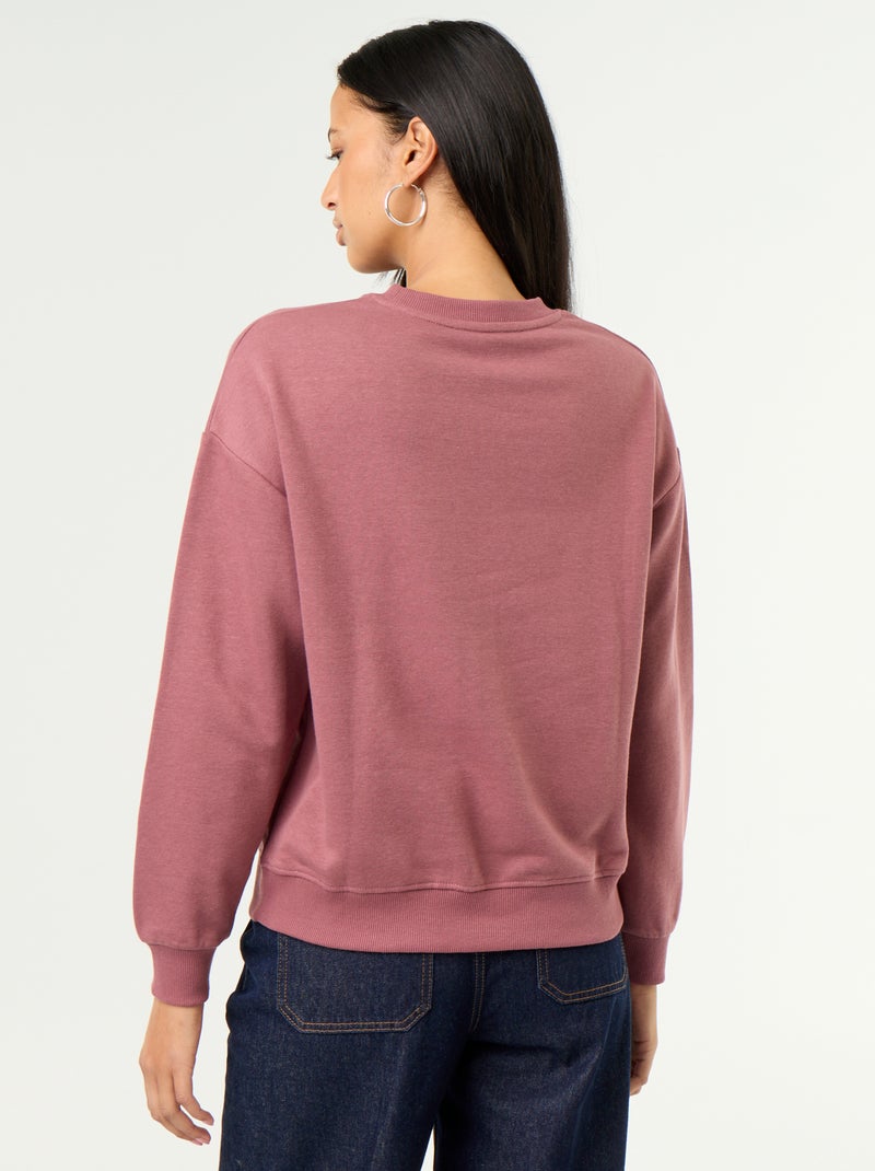 Felpa girocollo con scritta sul davanti Rosa - Kiabi