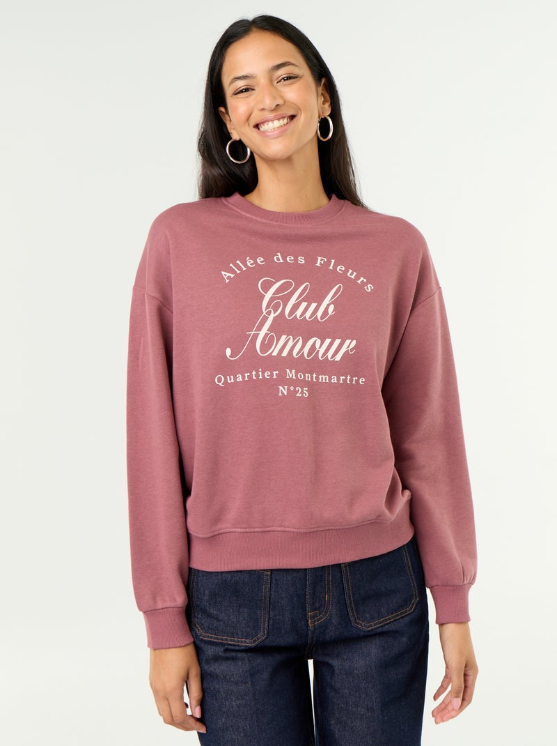 Felpa girocollo con scritta sul davanti Rosa - Kiabi