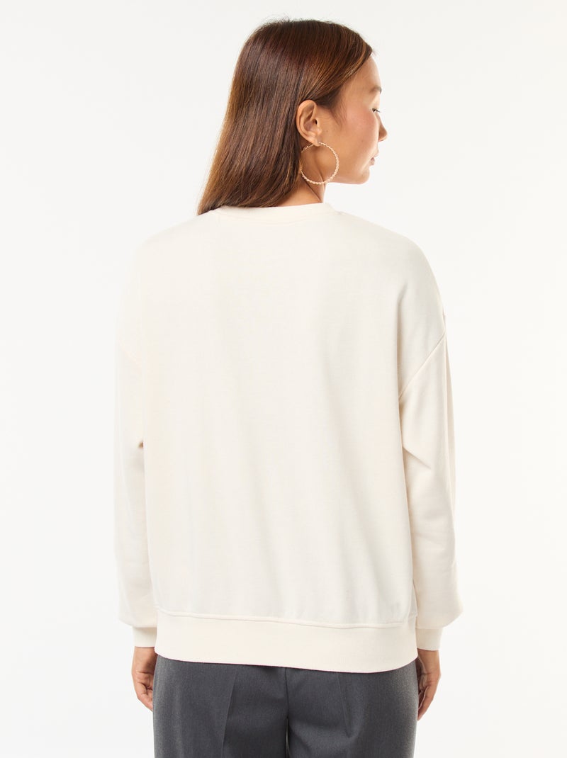Felpa girocollo con stampa Bianco - Kiabi