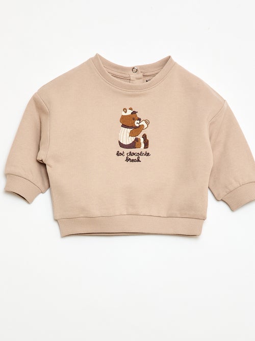 Felpa girocollo con tasca animata - Kiabi