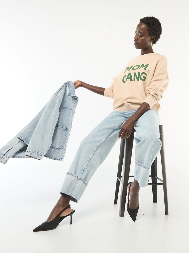 Felpa girocollo fantasia Beige - Kiabi