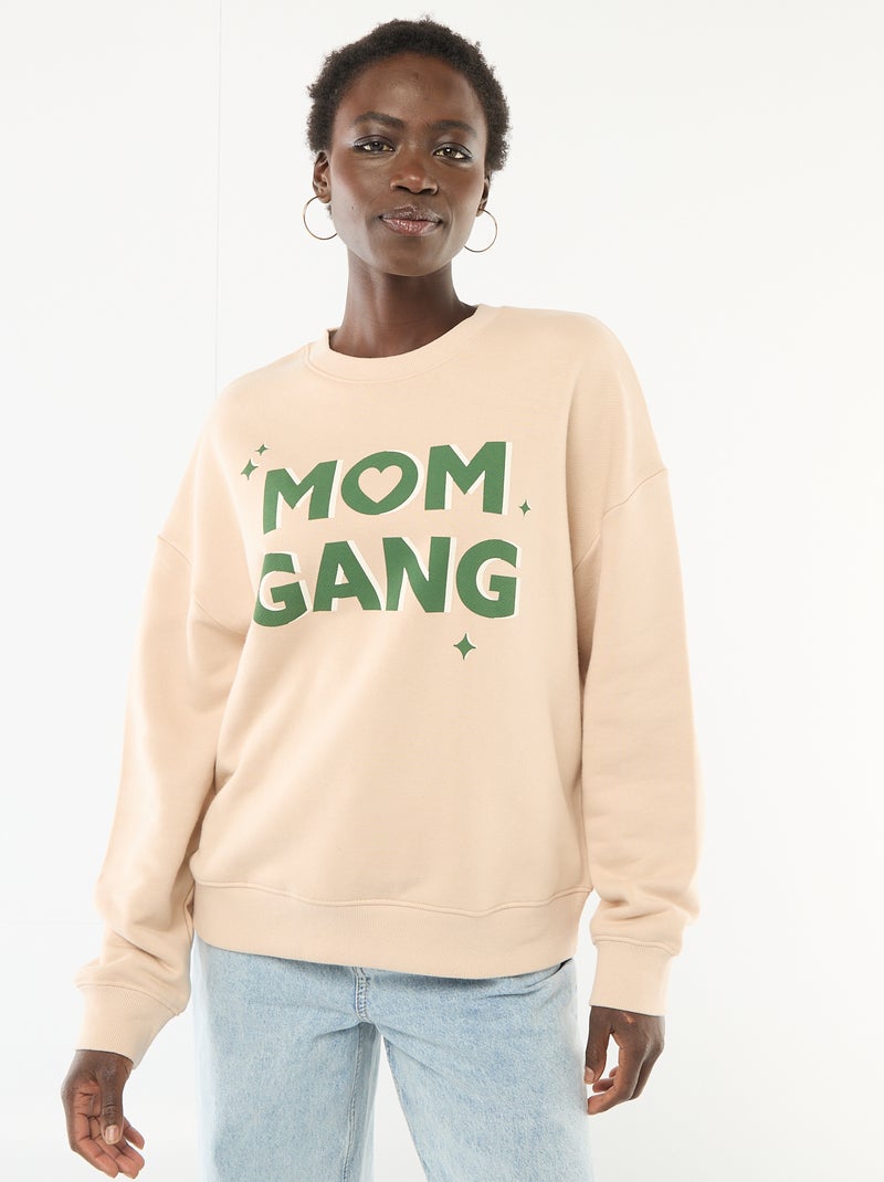 Felpa girocollo fantasia Beige - Kiabi