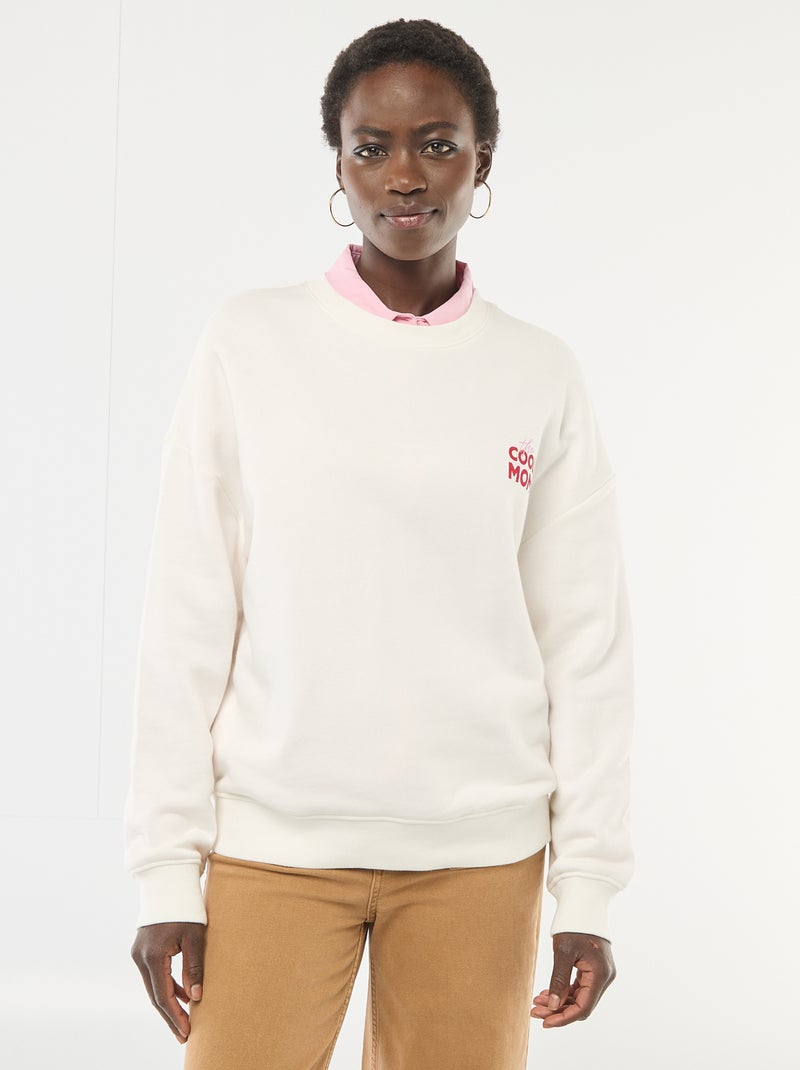 Felpa girocollo fantasia Bianco - Kiabi