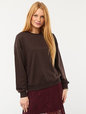 Felpa girocollo in french terry tinta unita