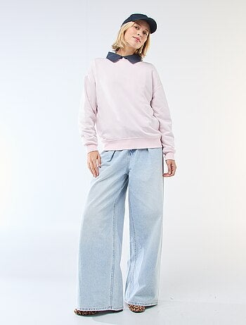 Felpa girocollo in french terry tinta unita