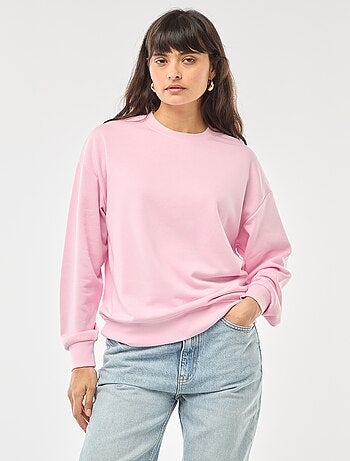 Felpa girocollo in french terry tinta unita