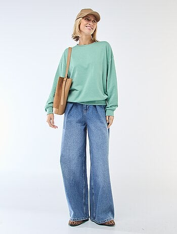 Felpa girocollo in french terry tinta unita