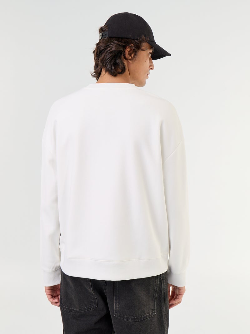 Felpa girocollo in piqué Bianco - Kiabi