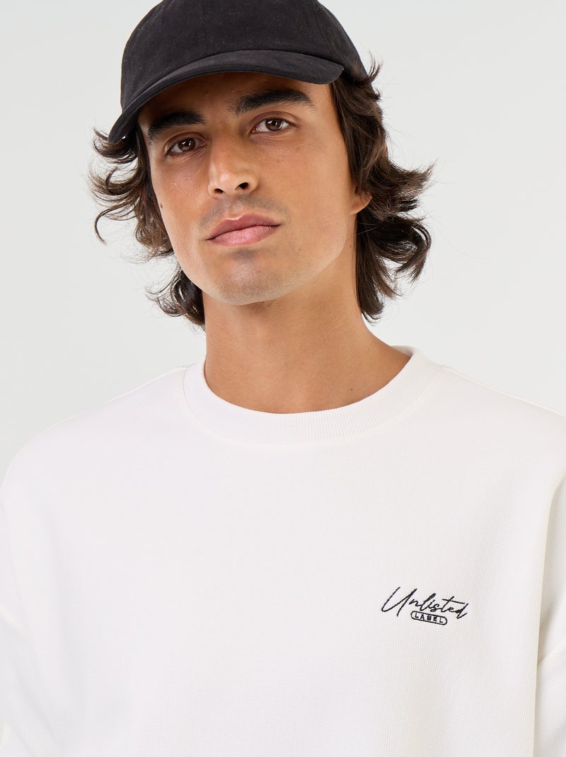 Felpa girocollo in piqué Bianco - Kiabi