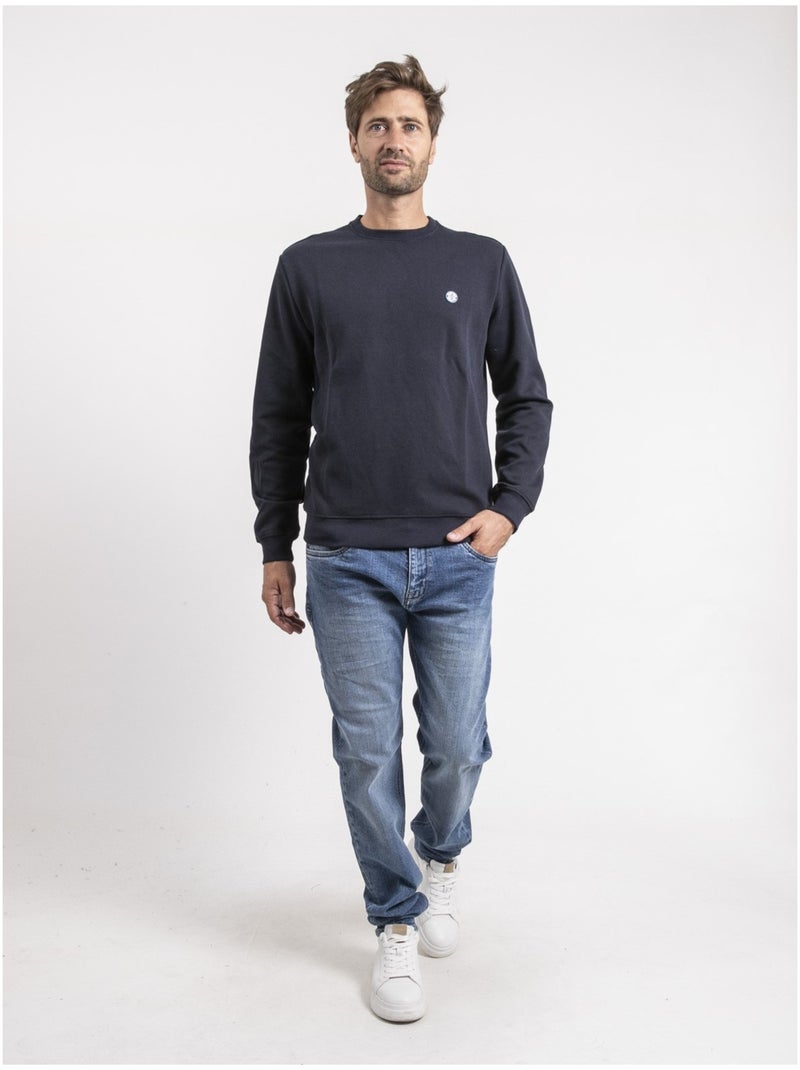 Felpa girocollo puro cotone WIDALGO Blu marino - Kiabi