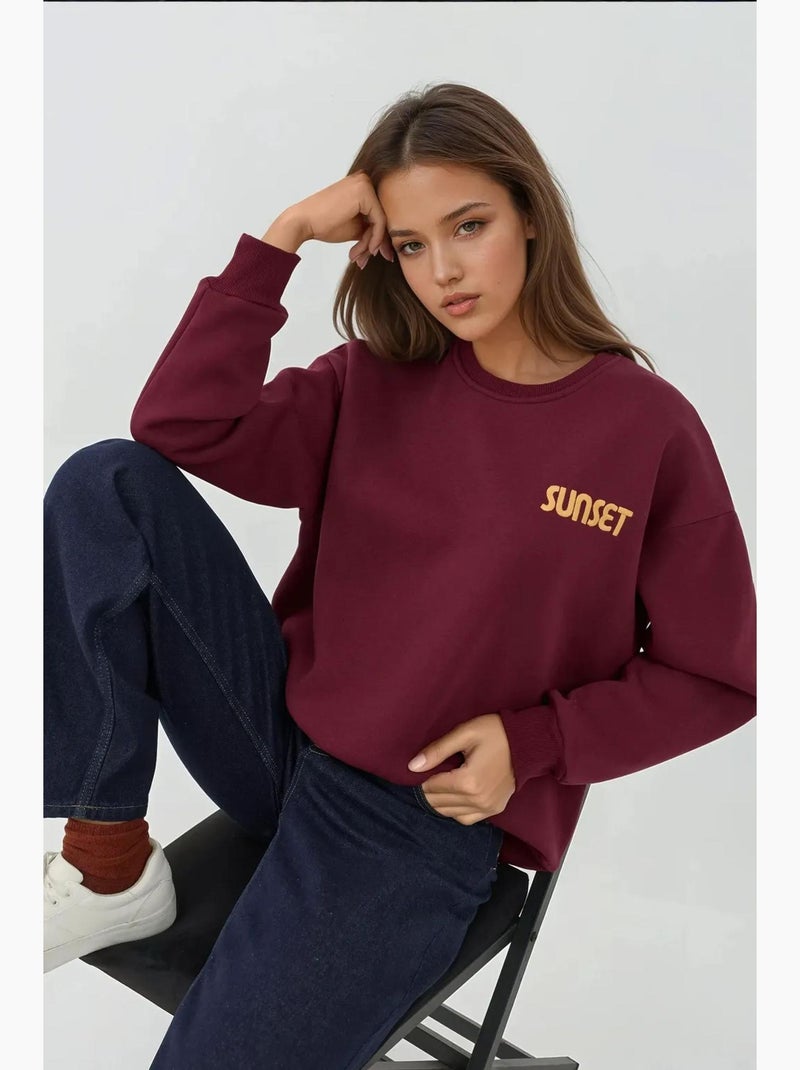 Felpa girocollo ricamata hiccup Rosso cashmere - Kiabi