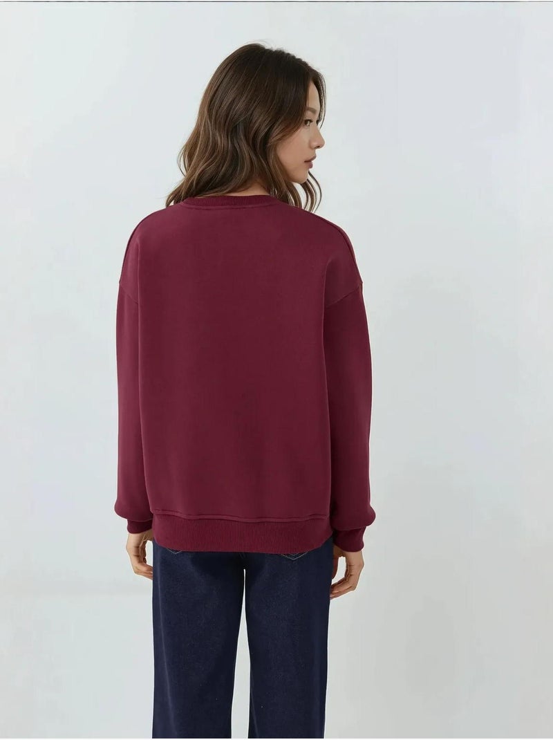 Felpa girocollo ricamata hiccup Rosso cashmere - Kiabi