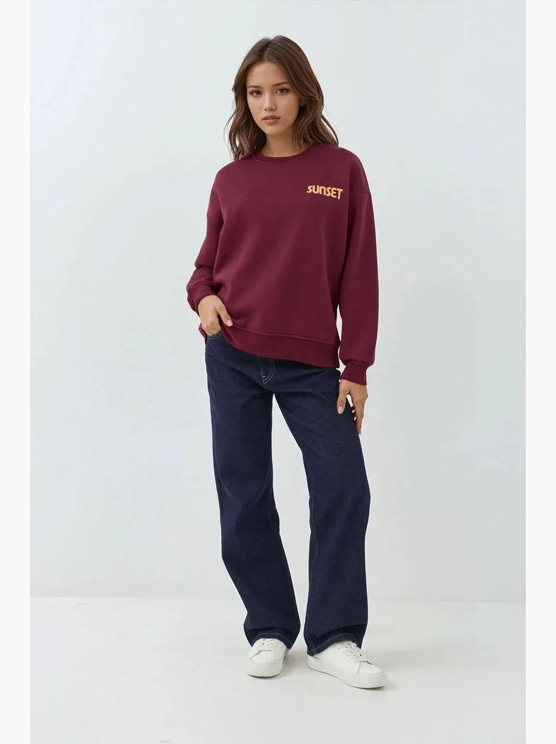 Felpa girocollo ricamata hiccup Rosso cashmere - Kiabi