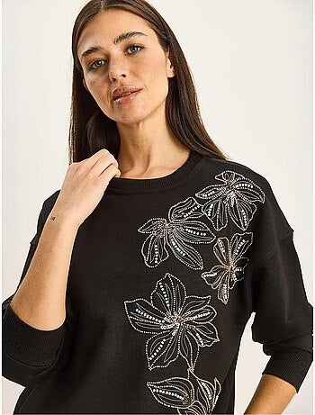 Felpa girocollo ricamata lucci
