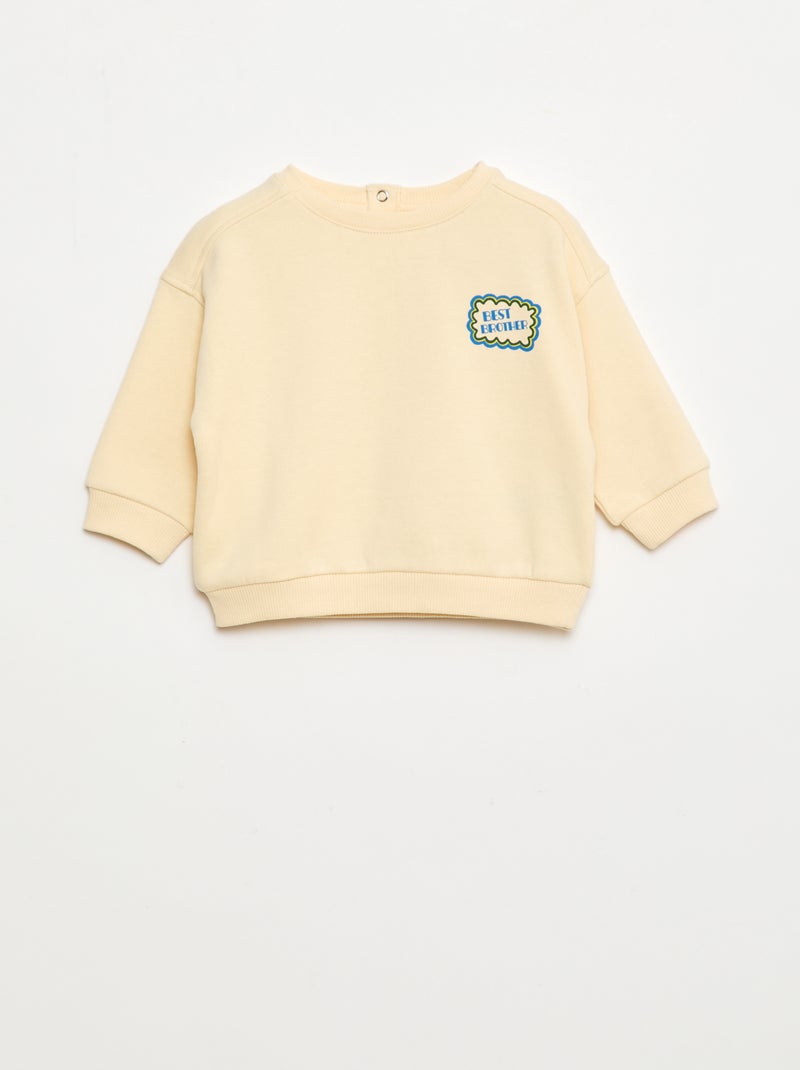 Felpa girocollo stampata Beige - Kiabi