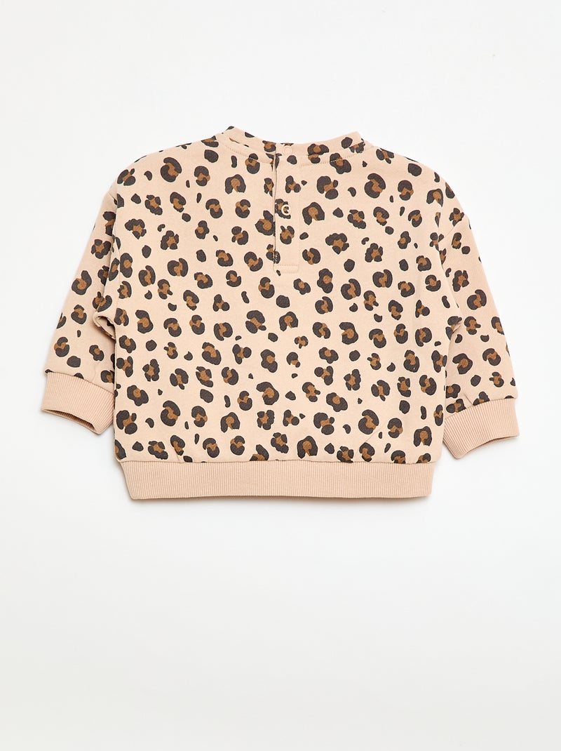Felpa girocollo stampata Beige - Kiabi
