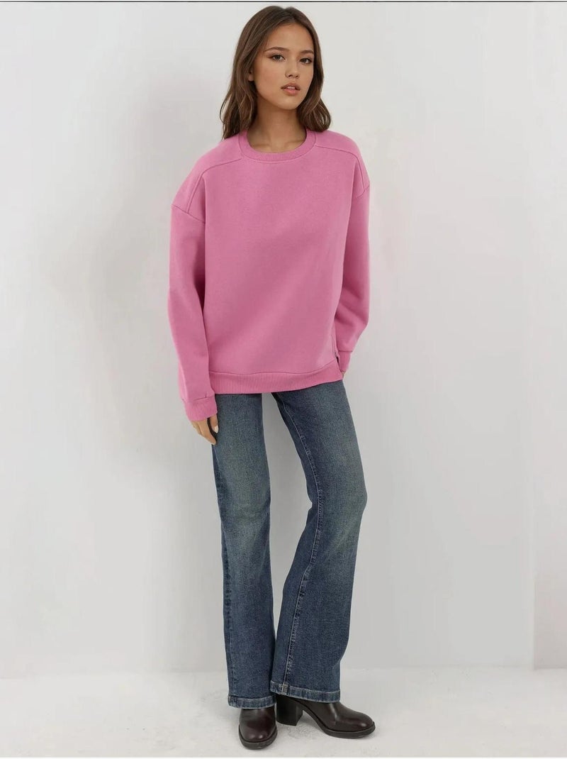 Felpa girocollo testurizzata con dettaglio zip hiccup Rosa chiaro - Kiabi