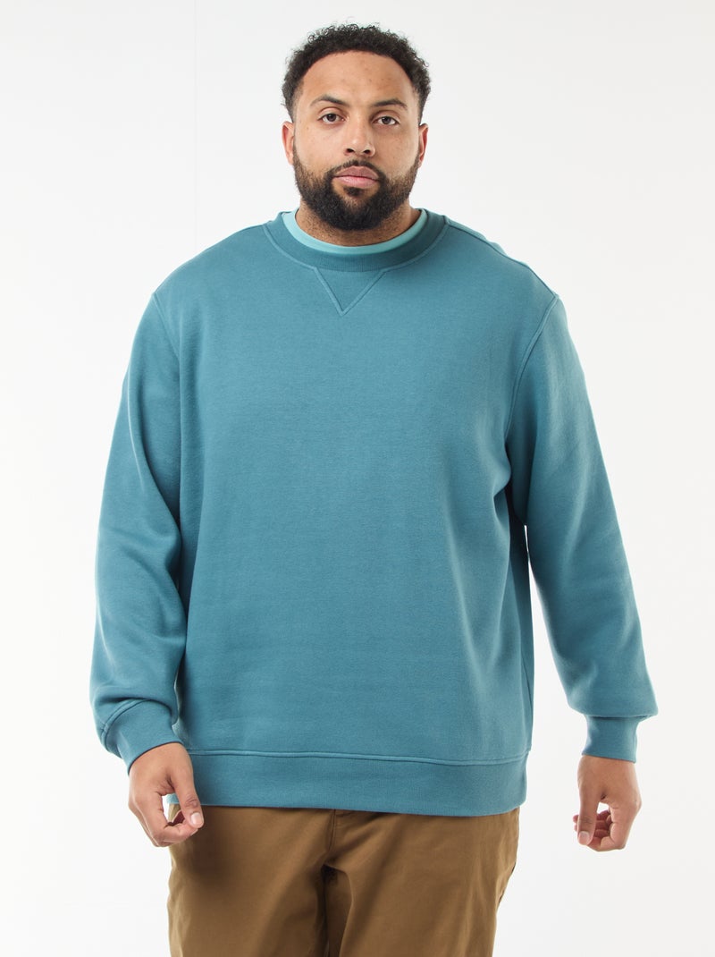 Felpa girocollo tinta unita Blu - Kiabi