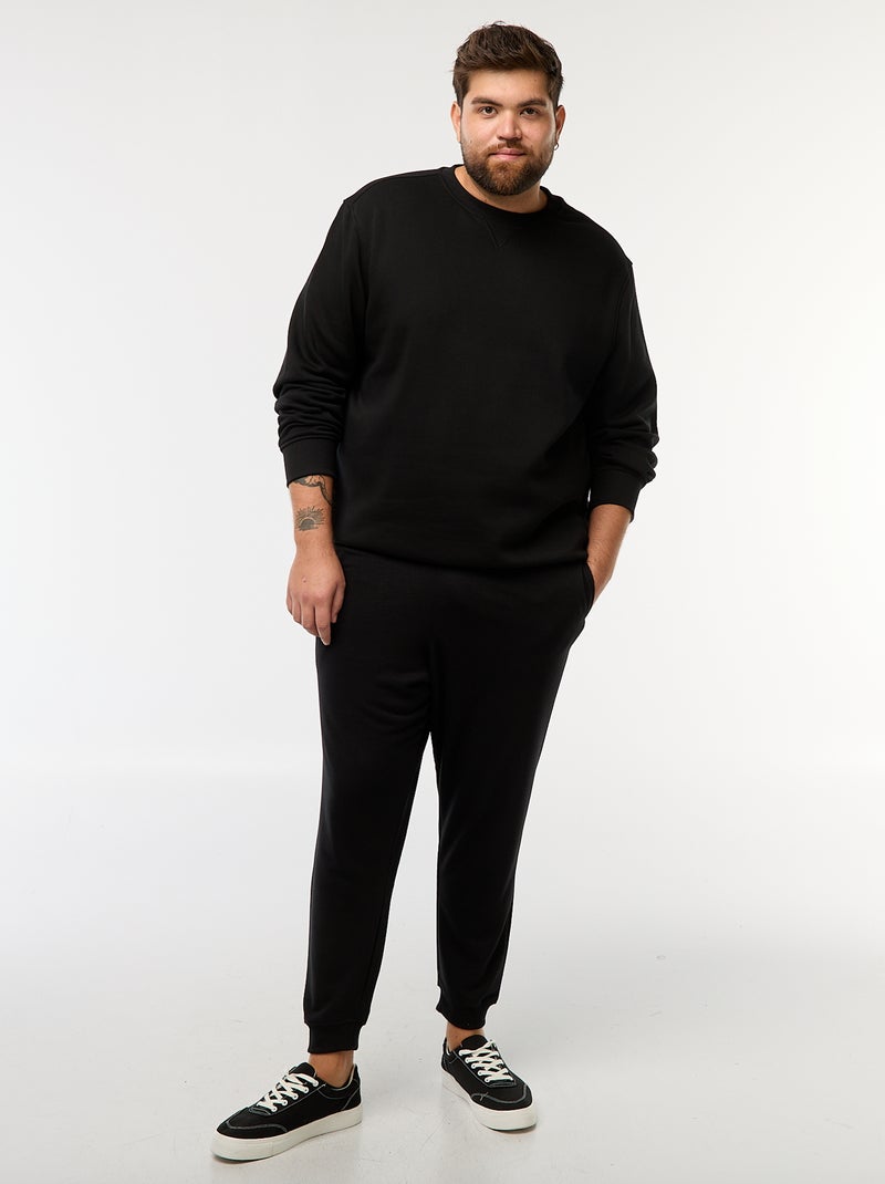 Felpa girocollo tinta unita Nero - Kiabi