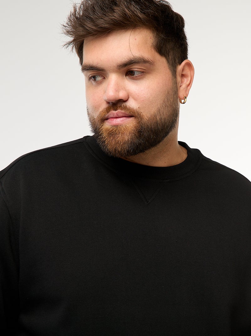 Felpa girocollo tinta unita Nero - Kiabi