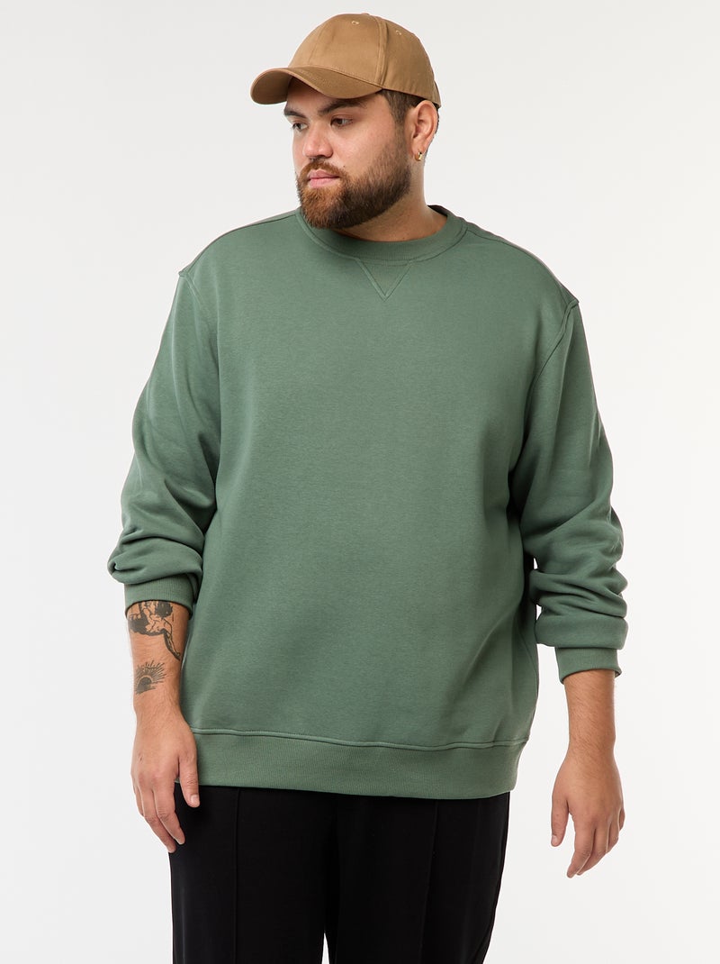 Felpa girocollo tinta unita Verde - Kiabi