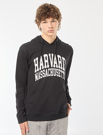 Felpa 'Harvard' in tessuto felpato e cappuccio con stampa davanti/dietro