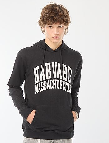 Felpa 'Harvard' in tessuto felpato e cappuccio con stampa davanti/dietro