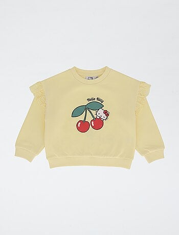 Felpa 'Hello Kitty' in cotone tinta unita