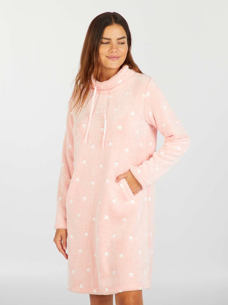 Felpa homewear in pile 'cuori' ROSA - Kiabi