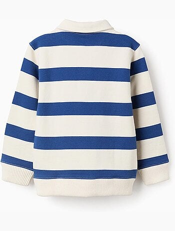 Felpa in cotone a righe con collar polo