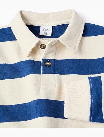 Felpa in cotone a righe con collar polo