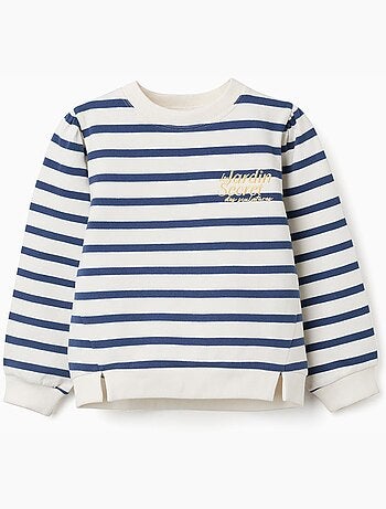 Felpa in cotone a righe con ricamo