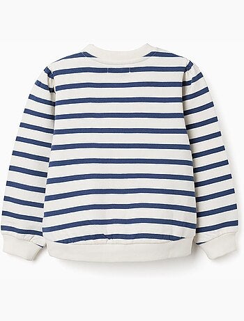 Felpa in cotone a righe con ricamo