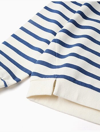 Felpa in cotone a righe con ricamo