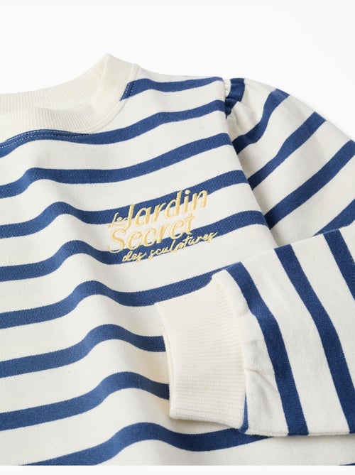 Felpa in cotone a righe con ricamo - Kiabi