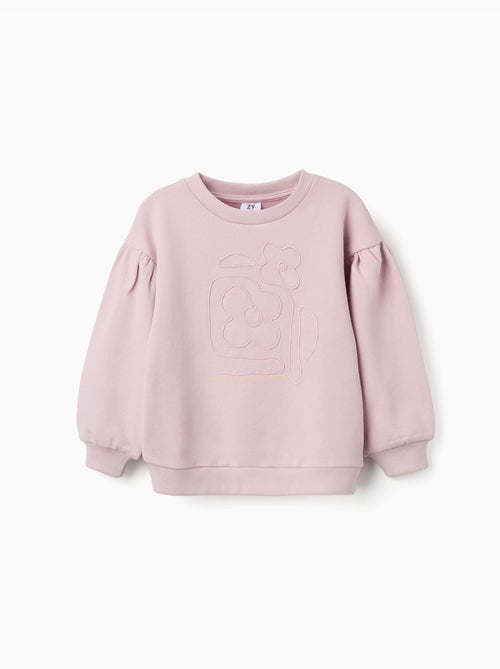 Felpa in cotone com fiori ricamati - Kiabi