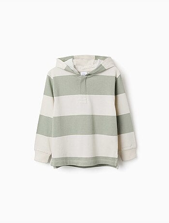 Felpa in cotone con cappuccio a righe